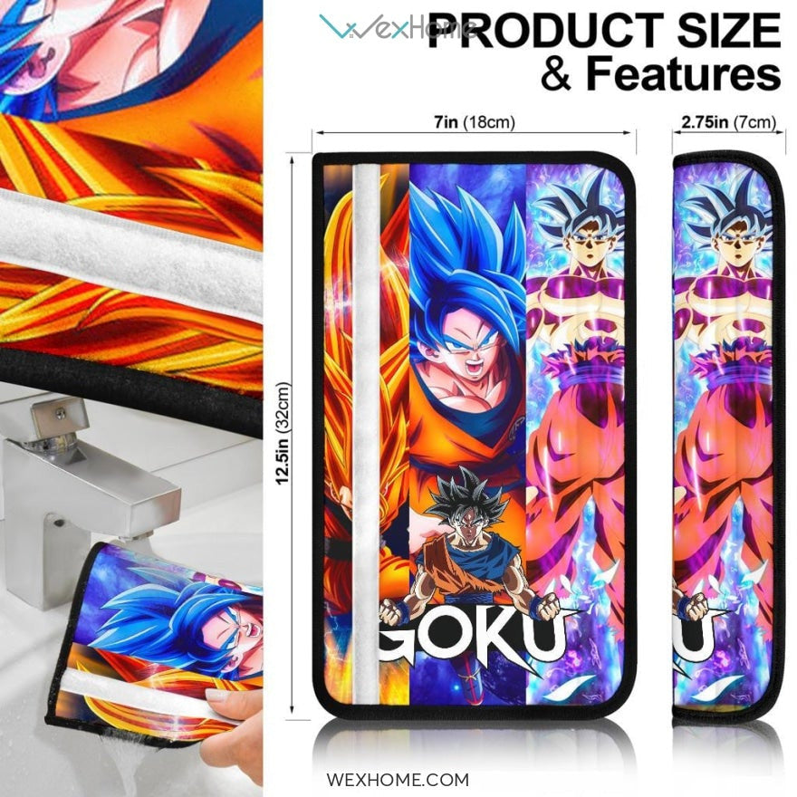 Dragon Ball Anime Seat Belt Covers | DB Goku Level Up Super Power Vs Silver Frieza Belt Covers