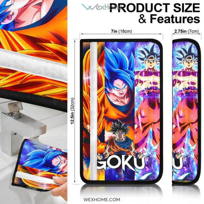 Dragon Ball Anime Seat Belt Covers | DB Goku Level Up Super Power Vs Silver Frieza Belt Covers