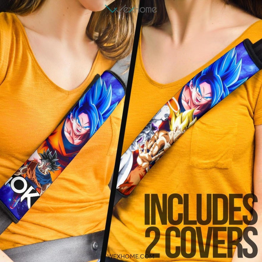 Dragon Ball Anime Seat Belt Covers | DB Goku Level Up Super Power Vs Silver Frieza Belt Covers