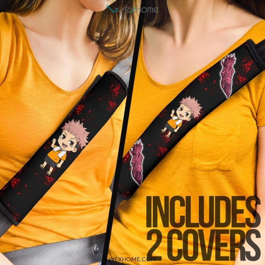 Jujutsu Kaisen Anime Seat Belt Covers | Chibi Yuji Monster Finger Belt Covers