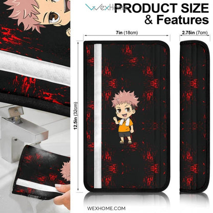 Jujutsu Kaisen Anime Seat Belt Covers | Chibi Yuji Monster Finger Belt Covers