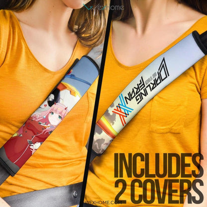 Darling In The Franxx Anime Seat Belt Covers | Zero Two And Strelitzia Darling In Battle Sunset Sky Belt Covers