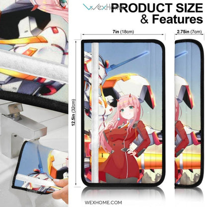 Darling In The Franxx Anime Seat Belt Covers | Zero Two And Strelitzia Darling In Battle Sunset Sky Belt Covers