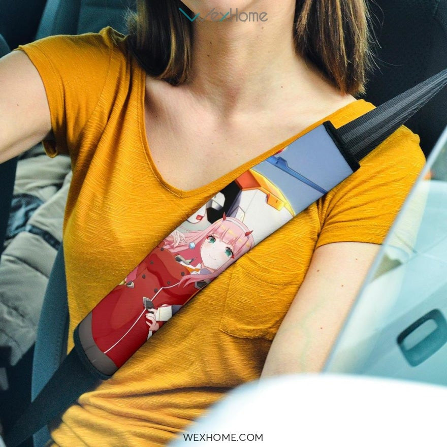 Darling In The Franxx Anime Seat Belt Covers | Zero Two And Strelitzia Darling In Battle Sunset Sky Belt Covers