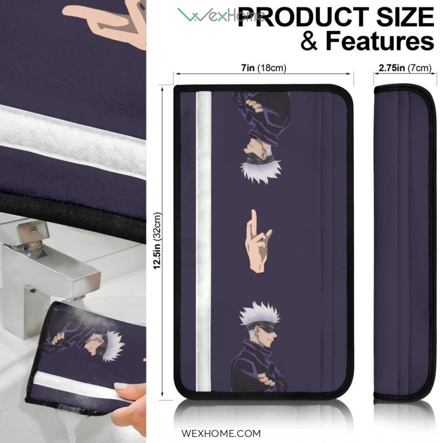 Jujutsu Kaisen Anime Seat Belt Covers | Handsome Satoru Hand Sign Belt Covers