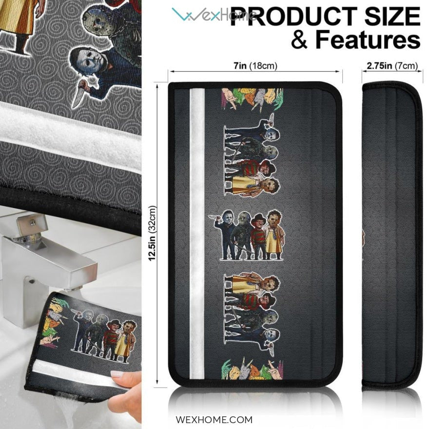 Horror Movie Villains Freddy Jason Michael Myers Pinhead Kill Pacman Seat Belt Covers