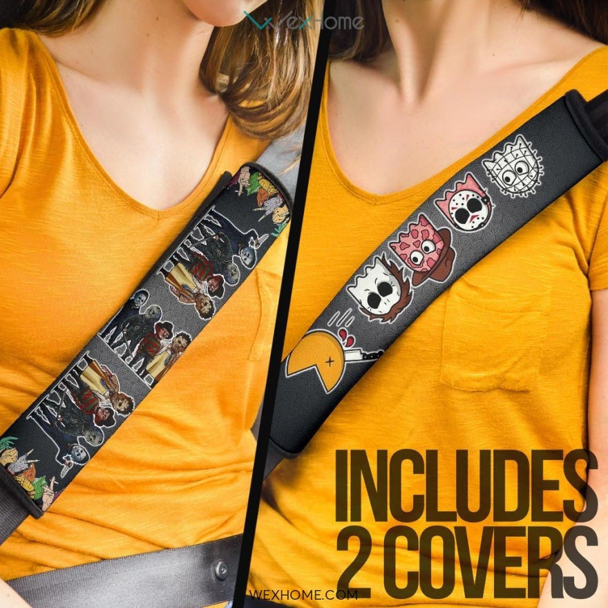 Horror Movie Villains Freddy Jason Michael Myers Pinhead Kill Pacman Seat Belt Covers