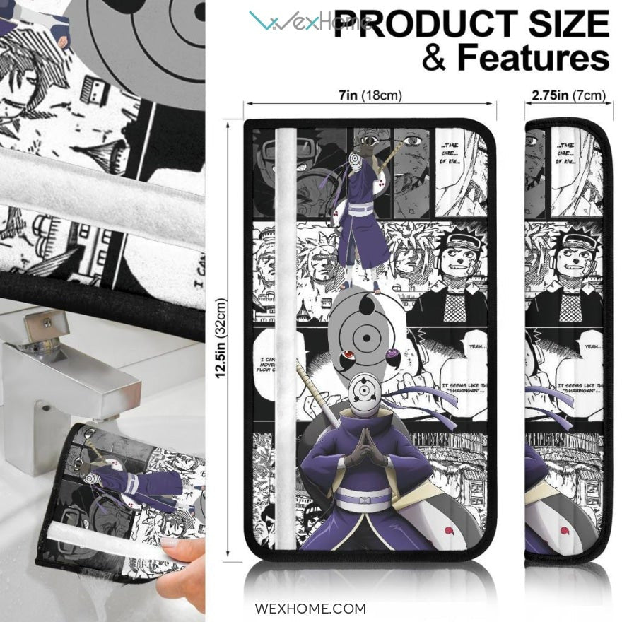 Naruto Anime Seat Belt Covers | Obito Uchiha Tobi Mask Men Moments Mix Comic Belt Covers