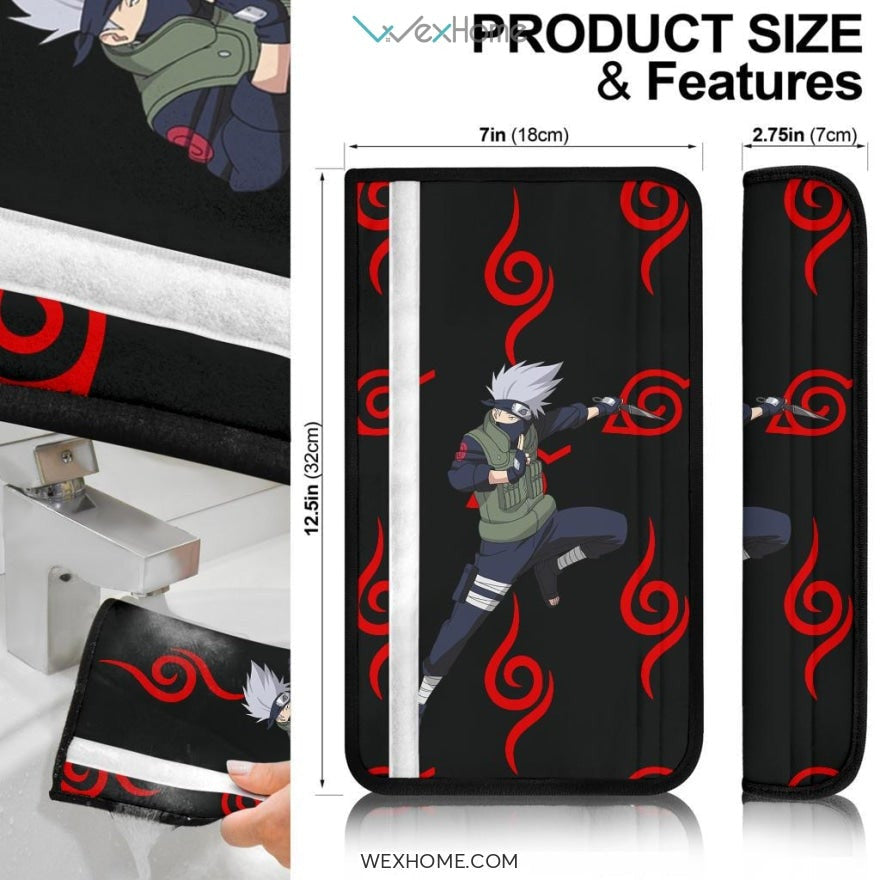Naruto Anime Seat Belt Covers | Kakashi Hatake Sharingan Copy Ninja Belt Covers