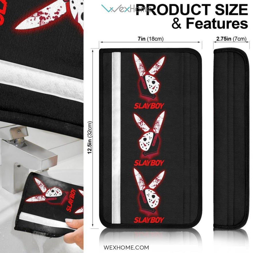 Horror Movie Seat Belt Covers | Slayboy Jason Voorhees Black Belt Covers