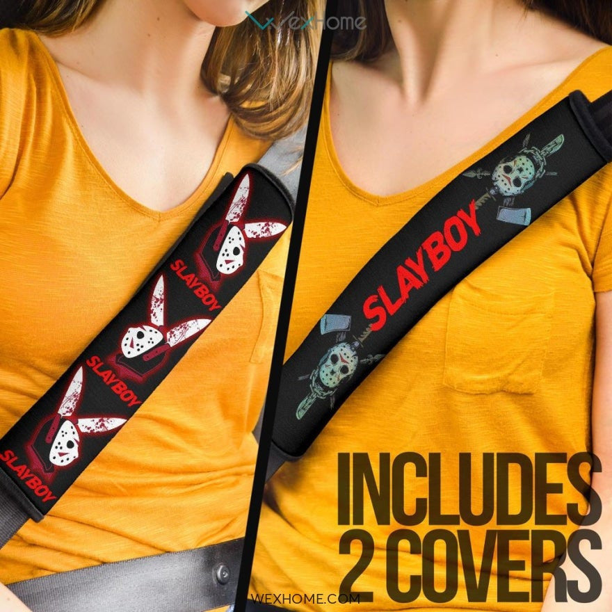 Horror Movie Seat Belt Covers | Slayboy Jason Voorhees Black Belt Covers