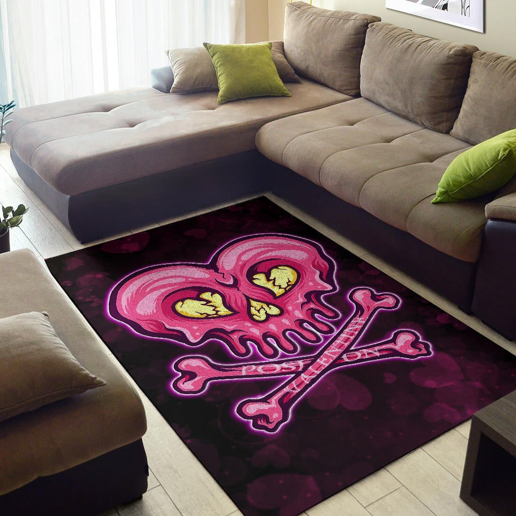 Valentine Area Rug Melting Heart Skull Poison Valentine Heart Background Rugs Home Decor NT121103