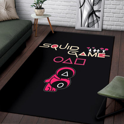 Squid Game Movie Area Rug - Funny Naughty Squid Workers Round Square Triangle Umbrella Rugs Home Decor