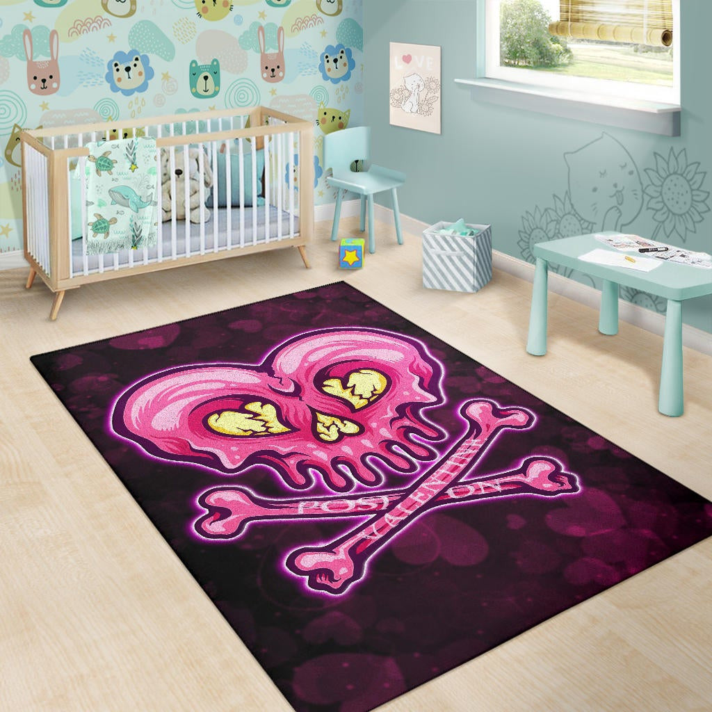 Valentine Area Rug Melting Heart Skull Poison Valentine Heart Background Rugs Home Decor NT121103
