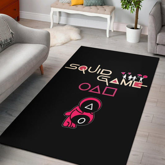 Squid Game Movie Area Rug - Funny Naughty Squid Workers Round Square Triangle Umbrella Rugs Home Decor