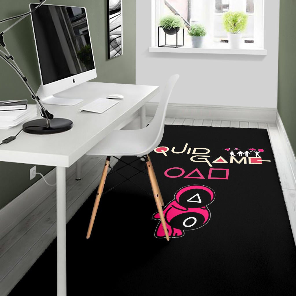 Squid Game Movie Area Rug - Funny Naughty Squid Workers Round Square Triangle Umbrella Rugs Home Decor
