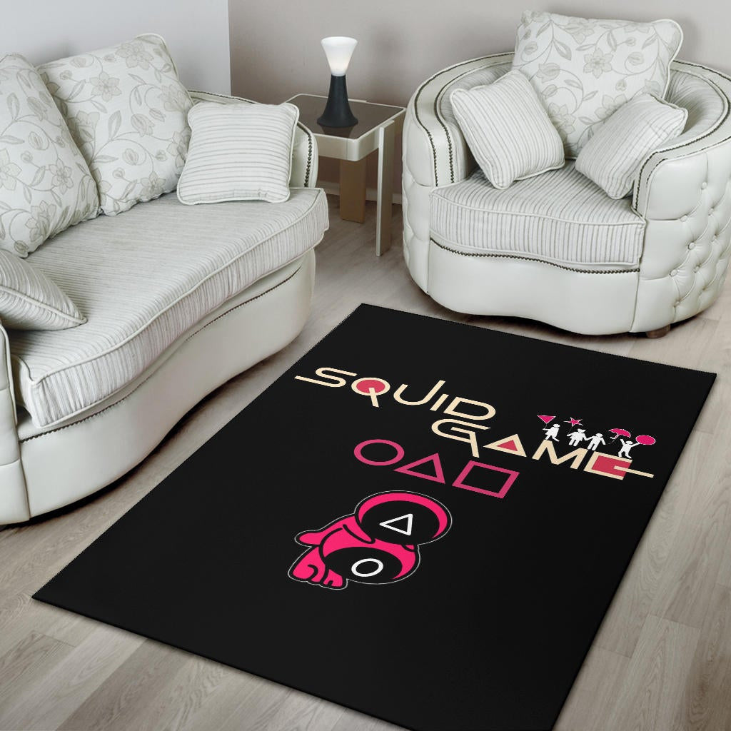 Squid Game Movie Area Rug - Funny Naughty Squid Workers Round Square Triangle Umbrella Rugs Home Decor
