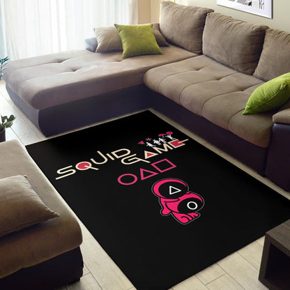 Squid Game Movie Area Rug - Funny Naughty Squid Workers Round Square Triangle Umbrella Rugs Home Decor