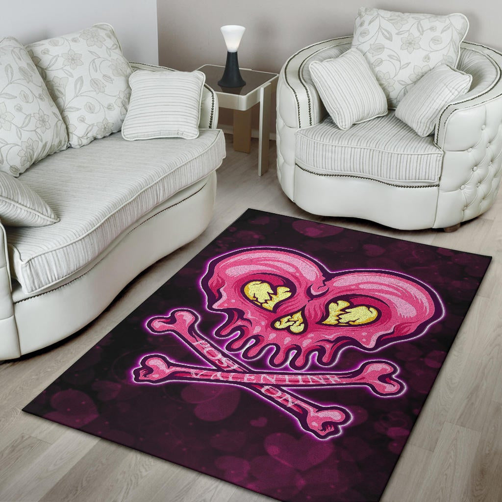 Valentine Area Rug Melting Heart Skull Poison Valentine Heart Background Rugs Home Decor NT121103