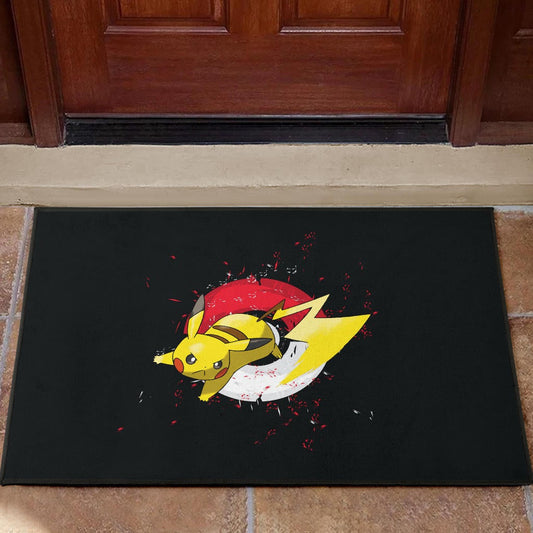 Pokemon Anime Door Mat Angry Pikachu Electric Pokeball Artwork Door Mat Home Decor