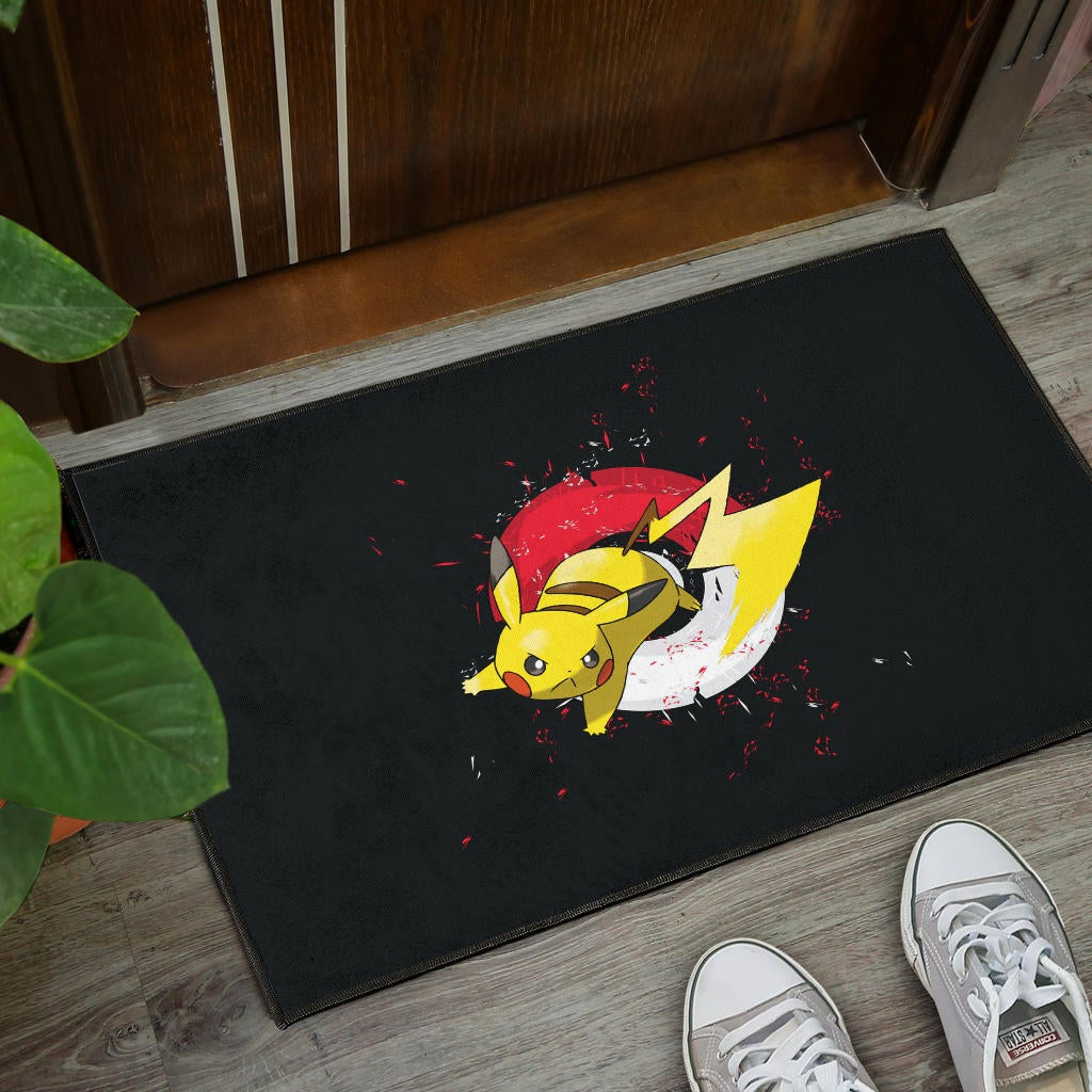 Pokemon Anime Door Mat Angry Pikachu Electric Pokeball Artwork Door Mat Home Decor