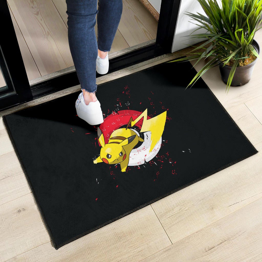 Pokemon Anime Door Mat Angry Pikachu Electric Pokeball Artwork Door Mat Home Decor
