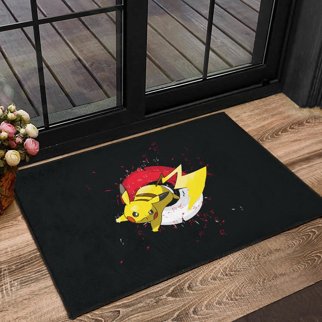 Pokemon Anime Door Mat Angry Pikachu Electric Pokeball Artwork Door Mat Home Decor