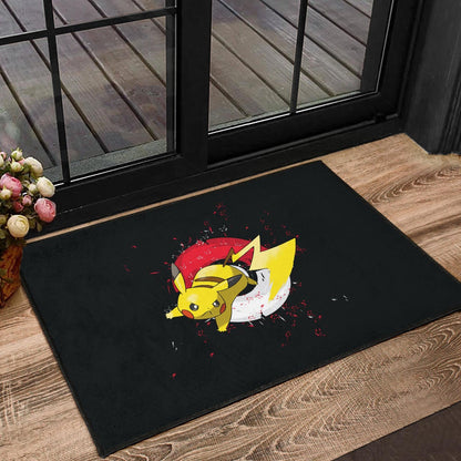 Pokemon Anime Door Mat Angry Pikachu Electric Pokeball Artwork Door Mat Home Decor