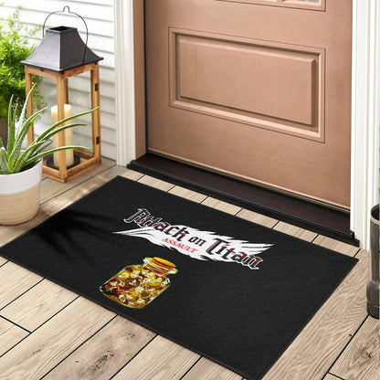 Attack On Titan Anime Door Mat - Funny Chibi Characters In Jar Bottle Trap Door Mat Home Decor