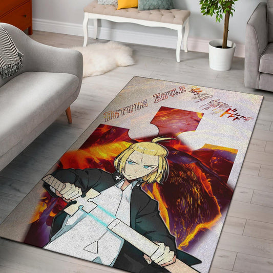 Fire Force Anime Area Rug Arthur Boyle Lighting Sword Fire Rugs Home Decor
