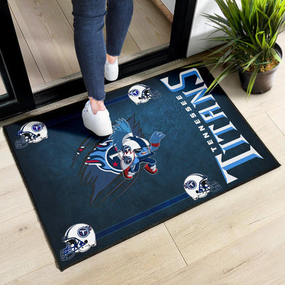 Tennessee Titans American Football Team Door Mat Funny Little Player On Claw Scratches Helmet Patterns Door Mat Home Decor