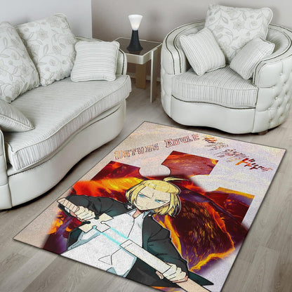 Fire Force Anime Area Rug Arthur Boyle Lighting Sword Fire Rugs Home Decor