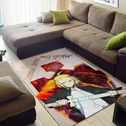 Fire Force Anime Area Rug Arthur Boyle Lighting Sword Fire Rugs Home Decor