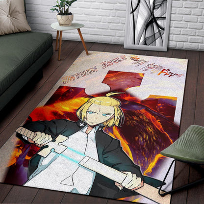 Fire Force Anime Area Rug Arthur Boyle Lighting Sword Fire Rugs Home Decor