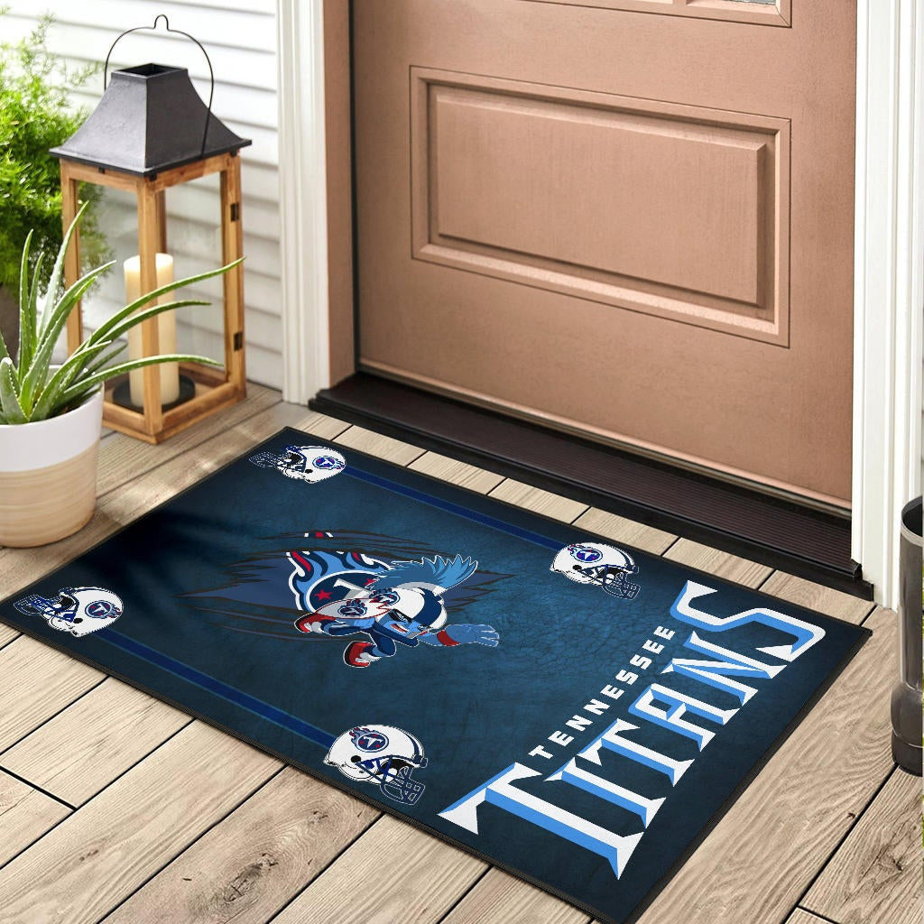 Tennessee Titans American Football Team Door Mat Funny Little Player On Claw Scratches Helmet Patterns Door Mat Home Decor