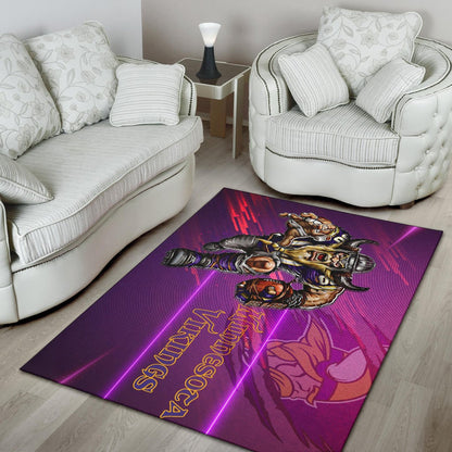 Minnesota Vikings American Football Team Area Rug Giant Viking Holding Rugby Running Pink Purple Rugs Home Decor