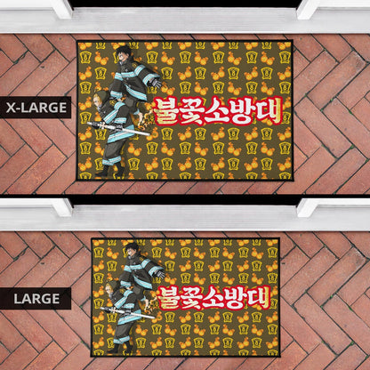 Fire Force Anime Door Mat Tamaki And Arthur Evil Smile Sneaking Out Door Mat Home Decor