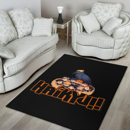 Haikyuu Anime Area Rug - Haikyuu Chibi Volleyball Team Members In Raven Nest Rugs Home Decor
