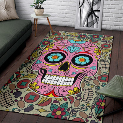 Skull Area Rug - Pink Mandala Skull Floral Skull Patterns Rugs Home Decor
