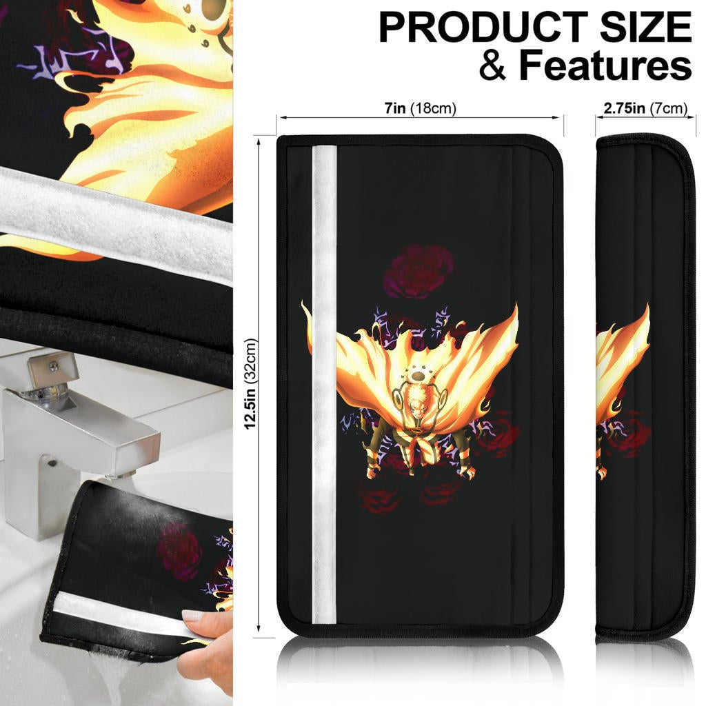 Naruto Anime Seat Belt Covers - Naruto And Sasuke Landscape Silhouette Eight Trigrams Seal Belt Covers