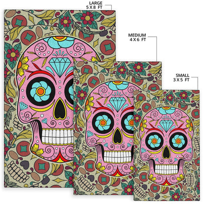 Skull Area Rug - Pink Mandala Skull Floral Skull Patterns Rugs Home Decor