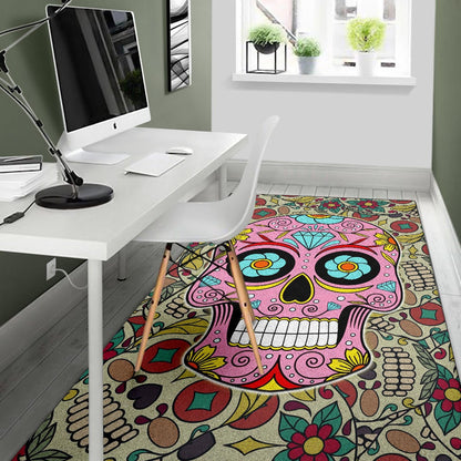 Skull Area Rug - Pink Mandala Skull Floral Skull Patterns Rugs Home Decor