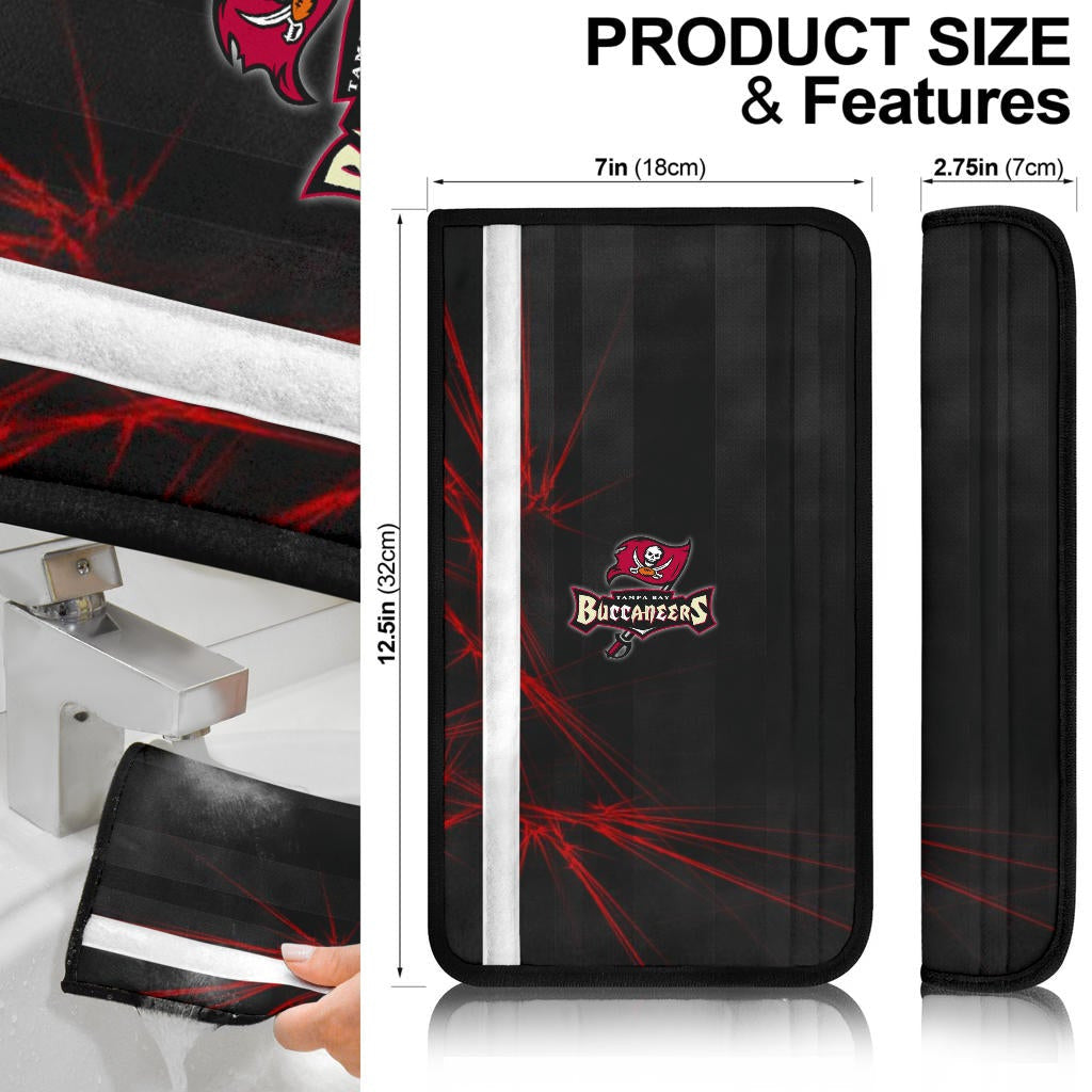 Tampa Bay Buccaneers American Football Team Seat Belt Covers Pirate Flag With Rugby Ball Cracker Red Laser Belt Covers