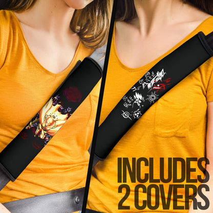 Naruto Anime Seat Belt Covers - Naruto And Sasuke Landscape Silhouette Eight Trigrams Seal Belt Covers