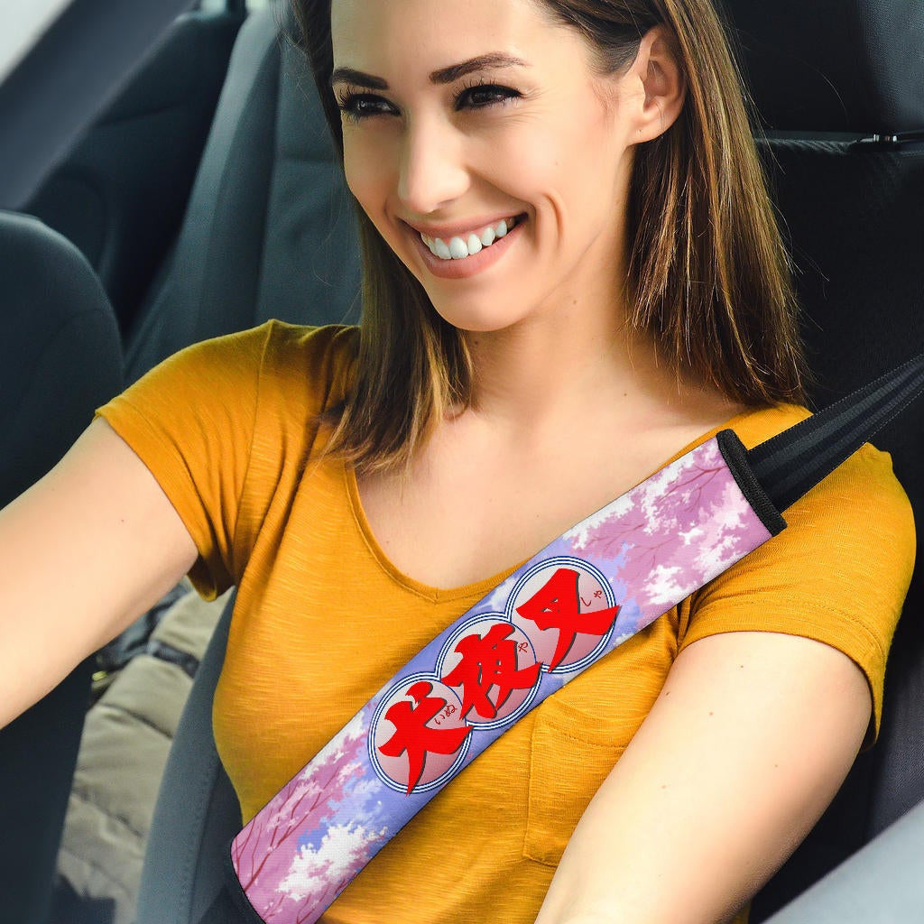 Inuyasha Anime Seat Belt Covers Sango And Kirara Hugging Sakura Blossom Kanji Text Belt Covers