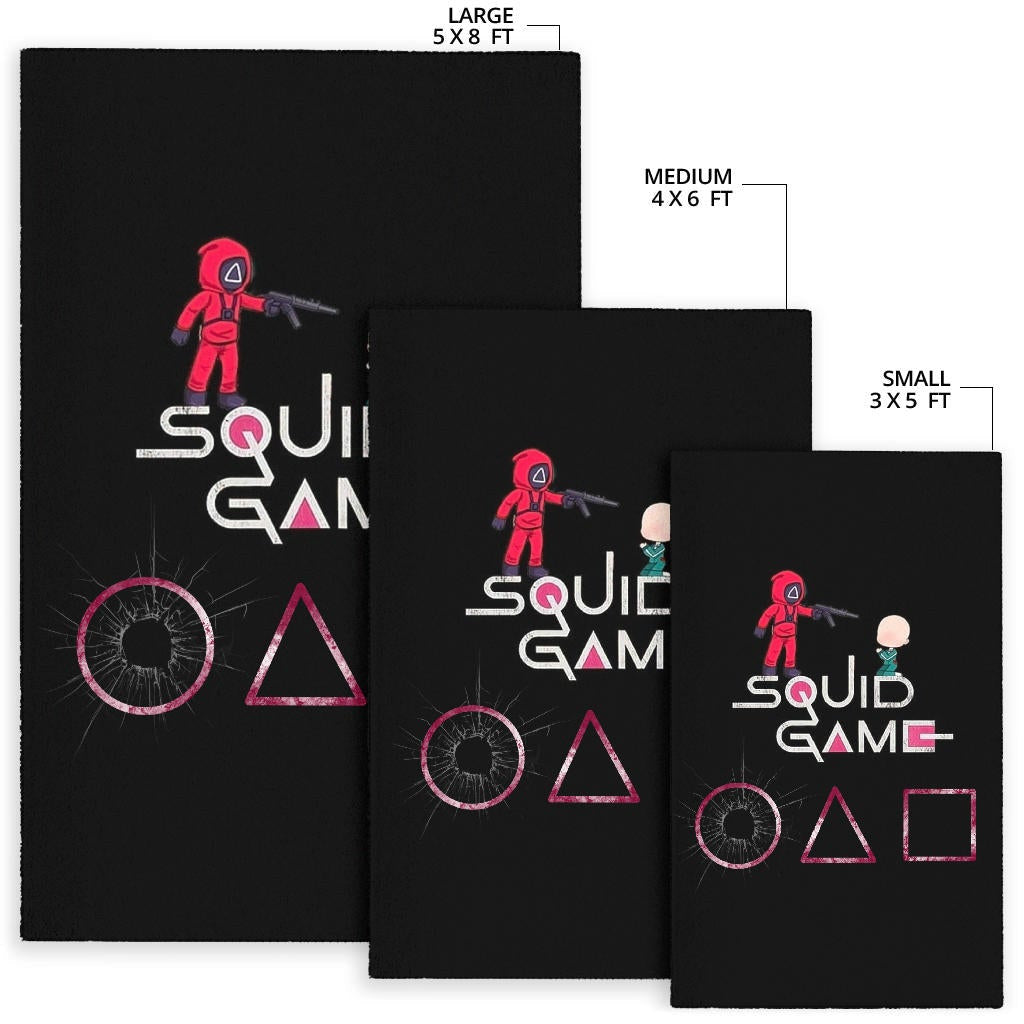Squid Game Movie Area Rug - Chibi Squid Worker With Lost Player Rugs Home Decor