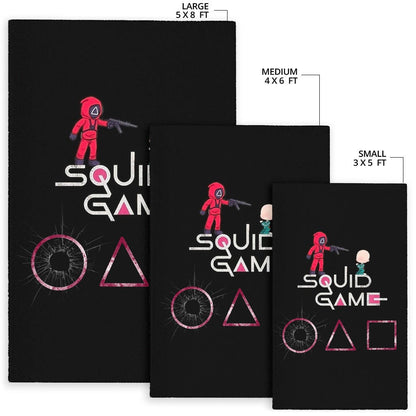 Squid Game Movie Area Rug - Chibi Squid Worker With Lost Player Rugs Home Decor
