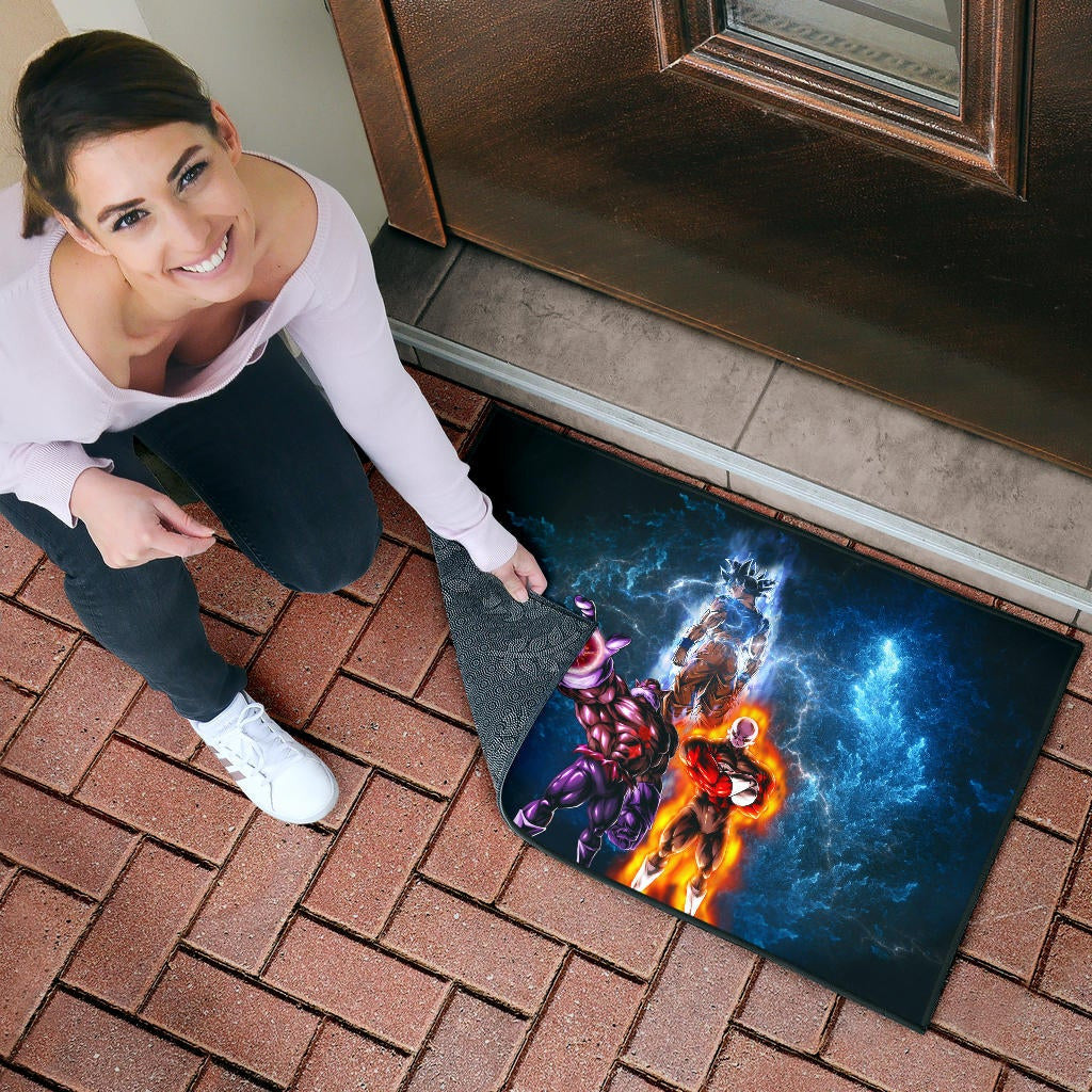 Dragon Ball Anime Door Mat - DB Goku Jiren Toppo Power Burst Limit Blue Explosion Door Mat Home Decor