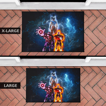 Dragon Ball Anime Door Mat - DB Goku Jiren Toppo Power Burst Limit Blue Explosion Door Mat Home Decor