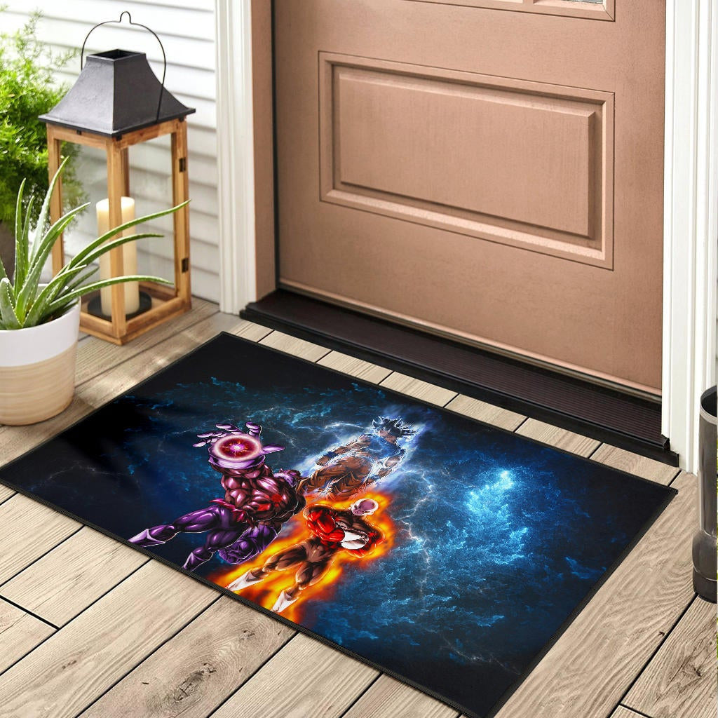 Dragon Ball Anime Door Mat - DB Goku Jiren Toppo Power Burst Limit Blue Explosion Door Mat Home Decor